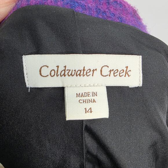 Coldwater Creek Purple & Black Plaid Toggle Button Wool Blend  Jacket Size 14 - Picture 13 of 16